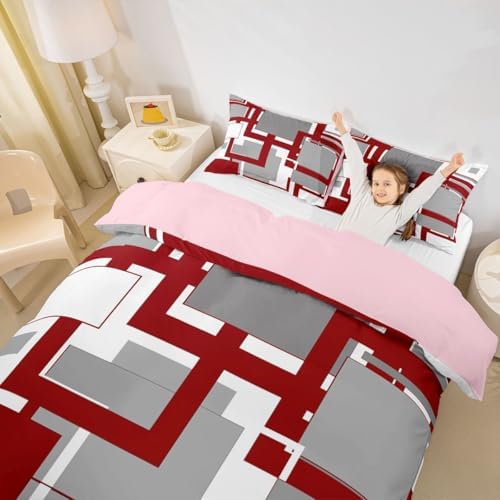 Feelyou Abstract Duvet Cover Queen Size Geometric Bedding Set for Boys