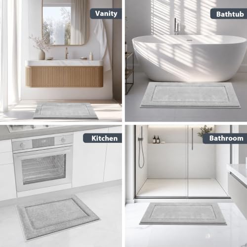 anllugs Bathroom Rugs, Non-Slip Bath Rugs, 24" x 60", Light Grey