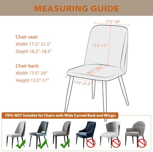 Gollense Curved Back Chair Covers for Dining Room, Velvet Stretch Mid