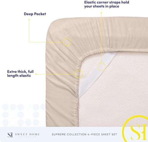 Twin XL Sheets - Breathable Luxury Sheets with Full Elastic & Secure