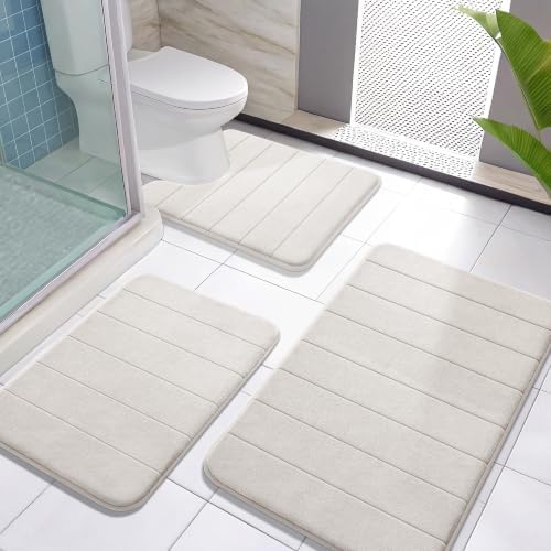 Yimobra Memory Foam Bath Mat Set 3 Pieces- Super Soft Absorbent Quick