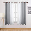 DWCN Grey Ombre Sheer Curtains - Faux Linen Semi Voile Gradient