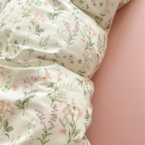 Sedefen Floral Duvet Cover Queen Size Green Floral On White Bedding
