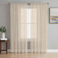 Vintage Cream Sheer Curtains 108 Inches Length 2 Panels Set Bedroom