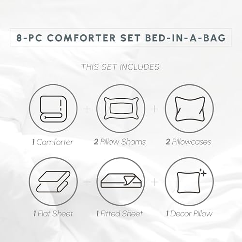 Elegant Comfort Silky Soft 8-Piece Plaid Lodge Bed-in-a-Bag Comforter