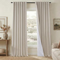 Beige Linen Blackout Curtains 84 Inches Long, Natural Fabric Farmhouse