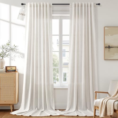 Aersas Extra Long Thick Linen Curtains 120 Inches for Living Room