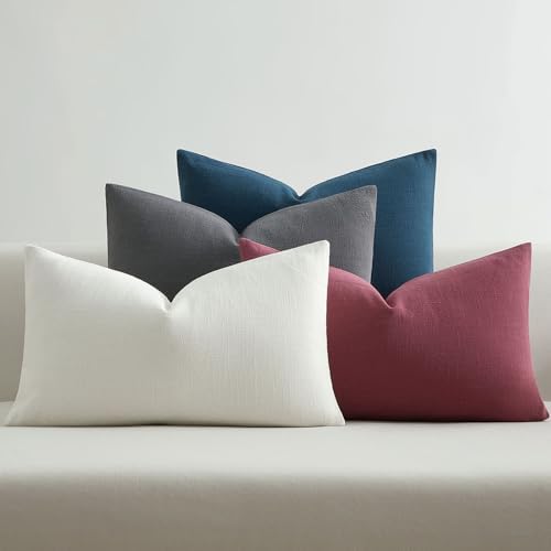 JUSPURBET Linen 18x18 Pillow Covers Set of 4 Decorative Throw Pillow