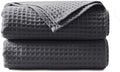 100% Cotton Waffle Throw Blanket for Bed King Size Dark Grey, 104" x