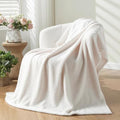 NEWCOSPLAY Knitted Throw Blanket for Couch Sofa Bed, Ivory, 50"x60"