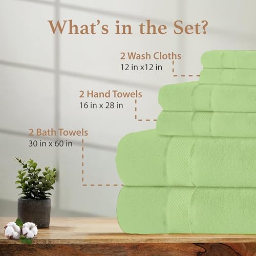 100% Cotton Bath Towel Set, Set of 6 Bath Towels, 2 Bath Towel, 2 Hand