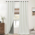 Mrs.Naturall Ivory Blackout Curtains 96 Inches Long for Bedroom