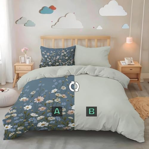 Natural Wildflower Landscape Duvet Cover King 3Pcs, Breathable