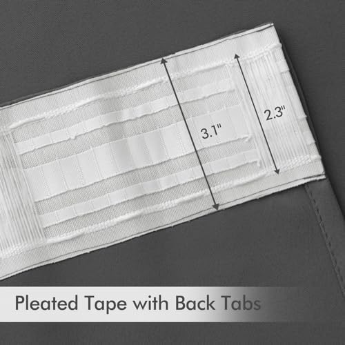 MIULEE Grey Back Tab Blackout Curtains 52x120 Inch Long 2 Panels Set