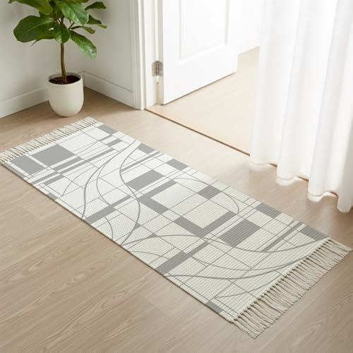 Modern Bohemia Hallway Runner Rug 2'x5', Abstract Minimalist Geometric