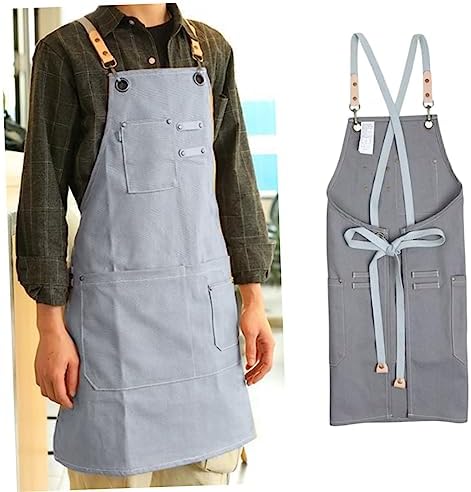 Canvas Serving Apron with Pockets and Straps Nordic Industrial Style