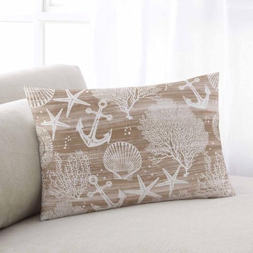 Outdoor Pillow Covers with Inserts,Brown Anchor Nautical Waterproof