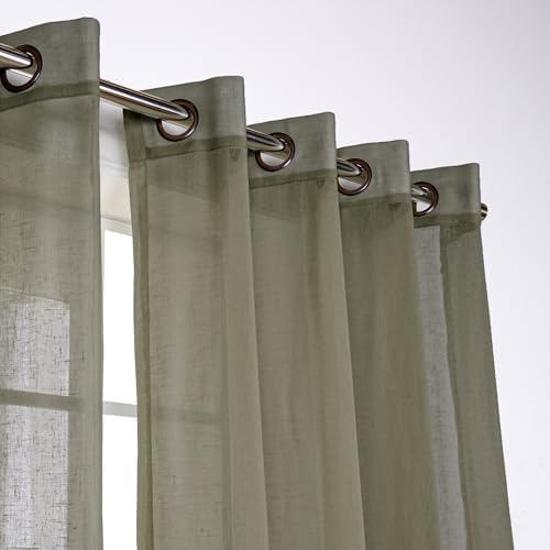 Home Fashion Set of 2 Linen-Textured Curtain Panels – Antique Bronze