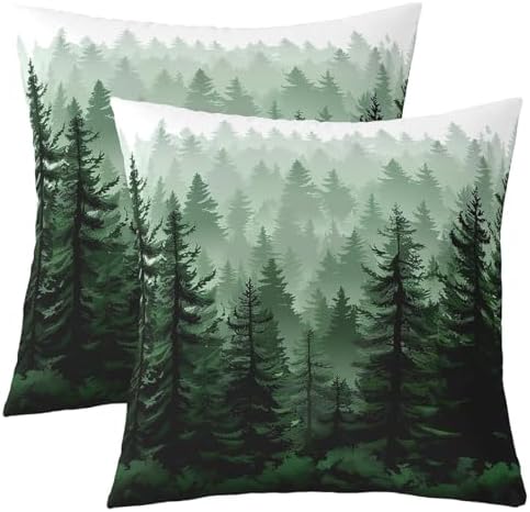 Feelyou Fog Forest Throw Pillow Covers Decorative Soft 22" x 22"