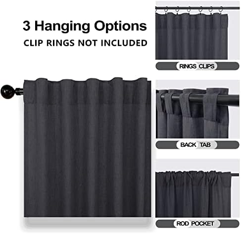 Dark Grey Linen Curtains 108 Inches Long 2 Panels Set, 9FT Extra Long