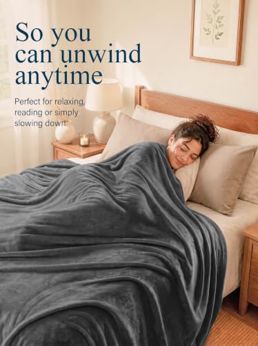 Utopia Bedding Ultra Soft Fleece Bed Blanket Queen Size Grey