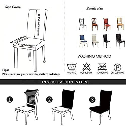 Shukii Waterproof PU Leather Stretch Dining Chair Covers, Set of 6