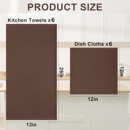 Homaxy 100% Cotton Kitchen Towels and Dishcloths Set - 12 Pack Waffle