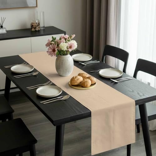 Khaki Solid Color Table Runner 108 Inch Long Dresser Scarves Linen