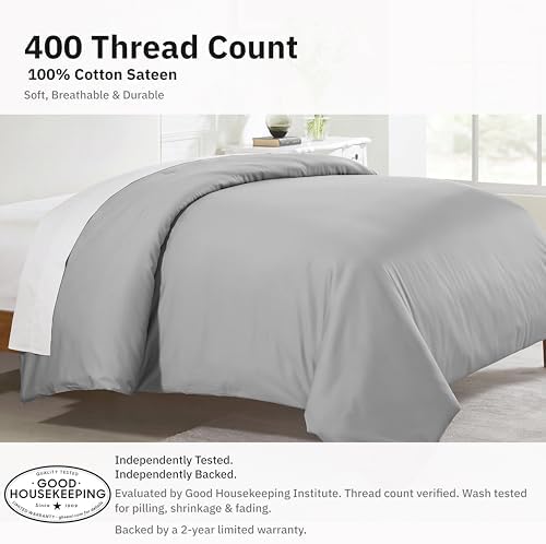 California Design Den Luxury Twin XL Duvet Covers, Light Grey