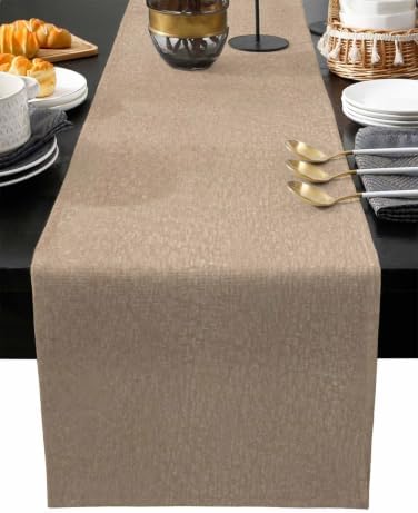 Beige Table Runner Cotton Linen 108 Inch Holiday Dresser Scarves