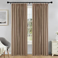84" x 84" Taupe Linen Blend Blackout ains 100% Light Blocking Back Tab