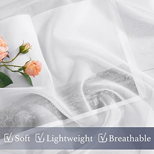 NICETOWN White Sheer Curtains & Drapes 108 inch Long, Rod Pocket Soft