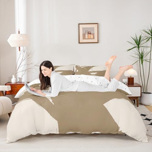 Feelyou Abstract Duvet Cover Kids Bedding Beige Brown Set King Size