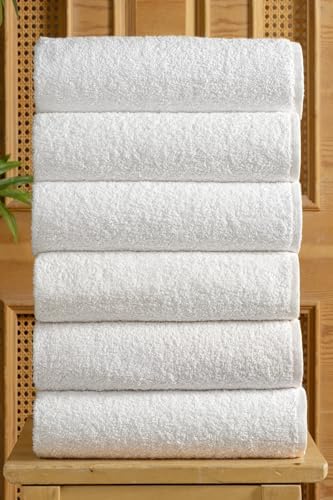 SODEF Hand Towel Set 6-Piece White 100% Cotton Highly Absorbent Quick