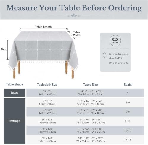 Warmstar Linen Textured Tablecloth Rectangular, Farmhouse Rustic Table