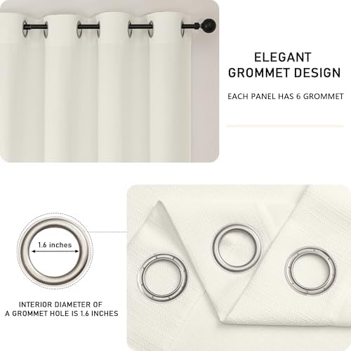 Chyhomenyc Ivory Curtains 84 Inches Long 2 Panels Set, Light Filtering