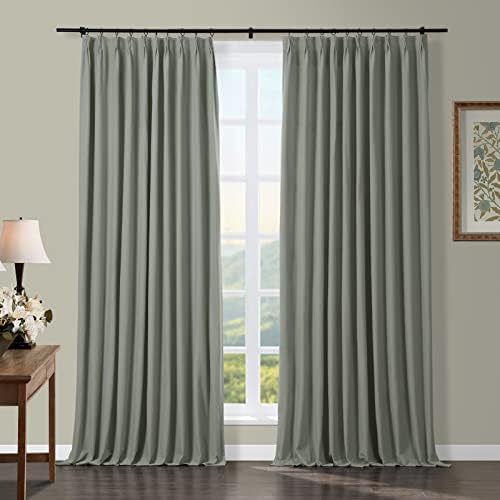 TWOPAGES Gray Blackout Pinch Pleat Curtain, 84Wx96L, 1 Panel