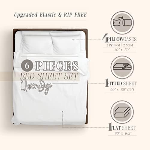 Elegant Comfort Paisley 6-Piece Sheet Set Deep Pocket, Queen, Latte