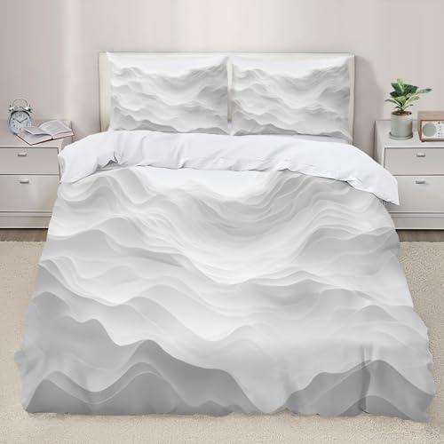 Stereo Lines 3D Bedding Set King Size, Relief Gray Gradient