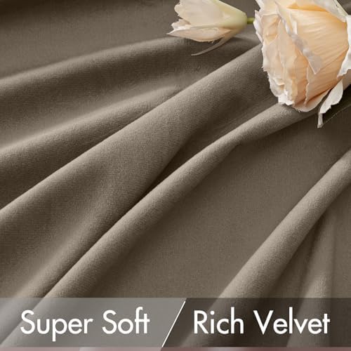 MIULEE Taupe Velvet Curtains 52x96 inches Luxury Blackout Curtains