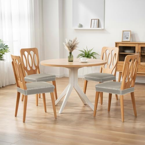 Beige Boho Seat Covers for Dining Room Chairs, Farmhouse Minimalist