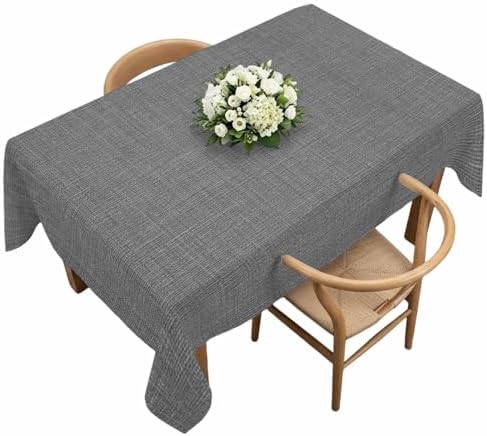 Pure Grey Color Farmhouse Linen Tablecloth Rectangle 60 x 120 Inch