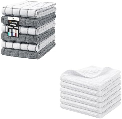 Homaxy Kitchen Towels and Dishcloths Set, 16 x 28 Inches and