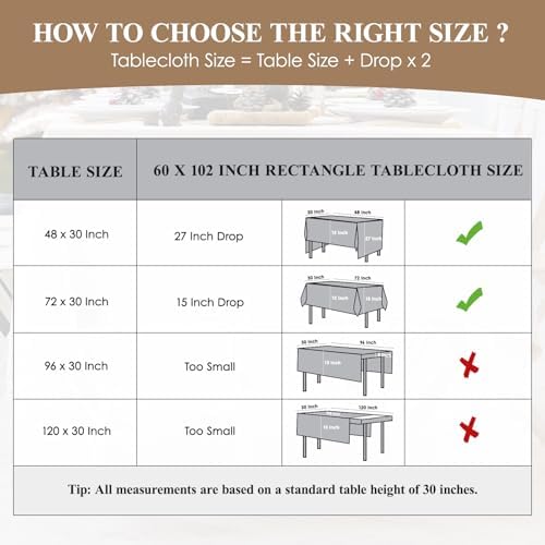 Faux Linen Rectangle Tablecloths 60x102in Beige Waterproof 1 Pack