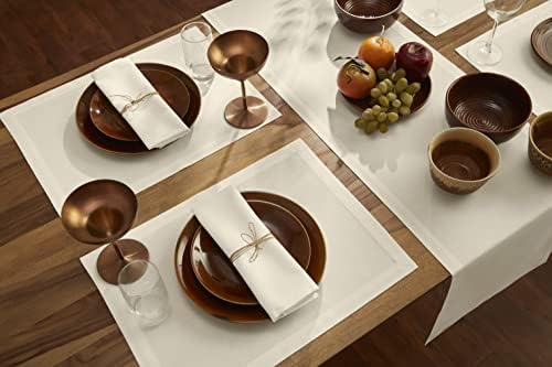 Solino Home Cotton Linen Woven Placemats Ivory, Dru 14 x 19 in, Set of