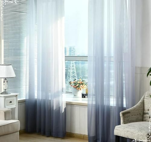 Daesar 2 Panels Sheer Curtains 63 Inch Length, Eyelet Tulle Curtains