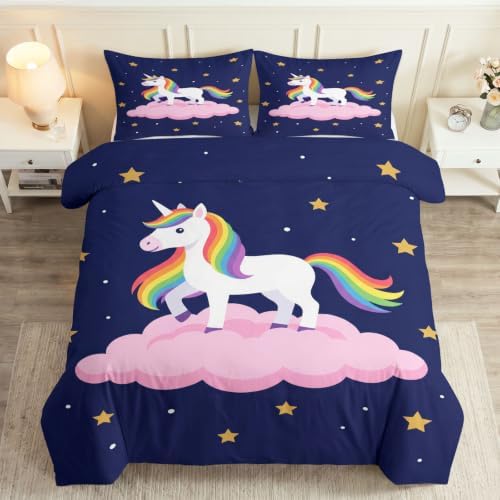King Duvet Cover Set Soft Microfiber Dream Unicorn