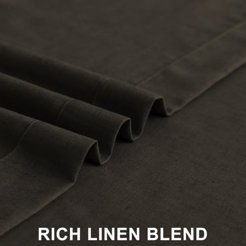 DANCURTON Brown Linen Curtains 96 Inches Long 2 Panels Light Filtering