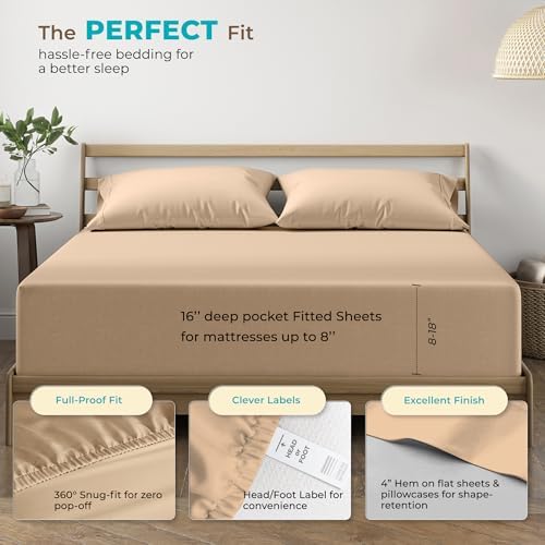 THREAD SPREAD 800 Series Egyptian Cotton Full Size Sheets Set, Taupe