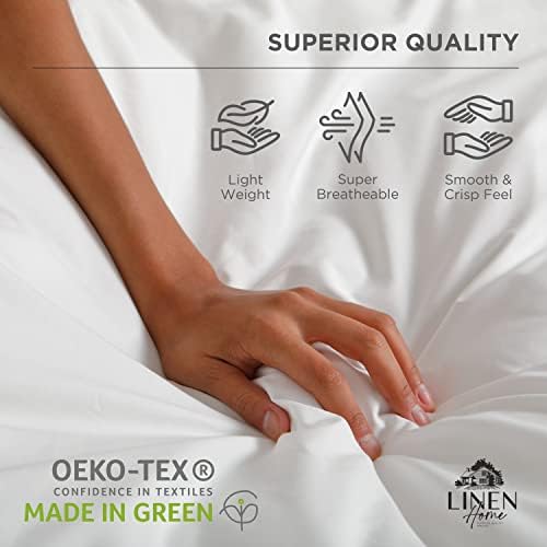 100% Cotton Combo Percale Flat Sheets King Size, White & Ivory, 2 Flat